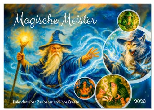 Magische Meister - Kalender über Zauberer und ihre Kräfte (Wandkalender 2026 DIN A4 quer), CALVENDO Monatskalender: Ein fantasievoller Kunstkalender ... und geheimen Ritualen (CALVENDO Spass)