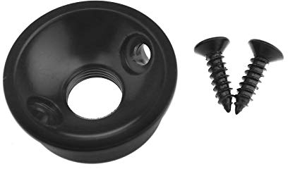 OTOTEC Guitar input jack socket plate in chrome round or telecaster including screws Black