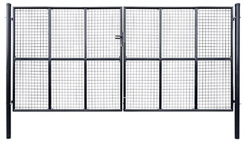 vidaXL Gitter-Gartentor Verzinkter Stahl 415 x 200 cm Grau