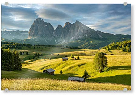 artboxONE Acrylglasbild 120x80 cm Natur Die Seiser ALM in Südtirol Bild hinter Acrylglas - Bild südtirol Alpen Berge