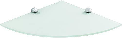 ib style® Glasregal | Eckregal | Viertelkreis |inkl. Befestigungsclip CUCALE Edelstahloptik | 3 Dekore | 10mm - 25x 25 cm - Satiniert