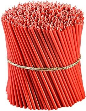 Danilovo Ritual Bienenwachs Kerzen (Rot) - Orthodoxe Kerzen für Gebet Tischdeko Hochzeit - Ungiftig, Ruß - Tropffrei, Lang, Nachhaltige Produkte, N140, Höhe: 16 cm, Ø 5 mm (50 stück)