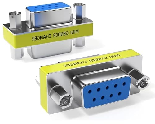 CABLEPELADO Adaptador de Serie Hembra a Hembra, Acoplador RS232 DB9, Adaptador de Cambiador de Género RS232, Conector 9 Pines Hembra a Hembra, Plug 9 Pin RS-232 DB9 Female, 9 Pines, Hembra a Hembra