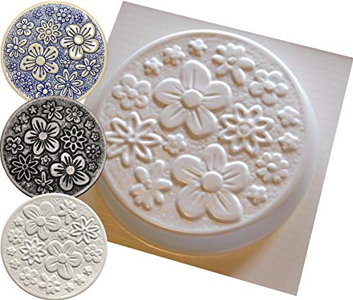 dennycraftmoulds Flowers Garden Concrete or Plaster Plaque Mould Stepping Stone
