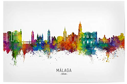 artboxONE Poster 120x80 cm Städte Málaga Spain Skyline txt - Bild málaga cityscape colorful
