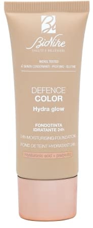 Bionike Defence Color - Fondotinta Hydra Glow Idratante 24h, con Acido Ialuronico e SPF 15, per Pelli Normali e Secche, Azione Antiossidante e Protettiva, Dona una Pelle Luminosa e Sana, 30 ml