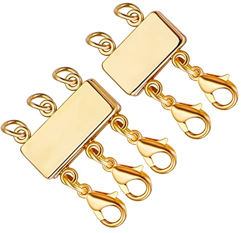 Prasacco 2 Stück Halsketten Verschluss Layering, Magnetischer Kettenverschluss Doppel und Dreifach Halsketten-Trenner, für Mehrreihige Armbänder und Halsketten Schmuckver Schlüsse Verbindungsschnallen