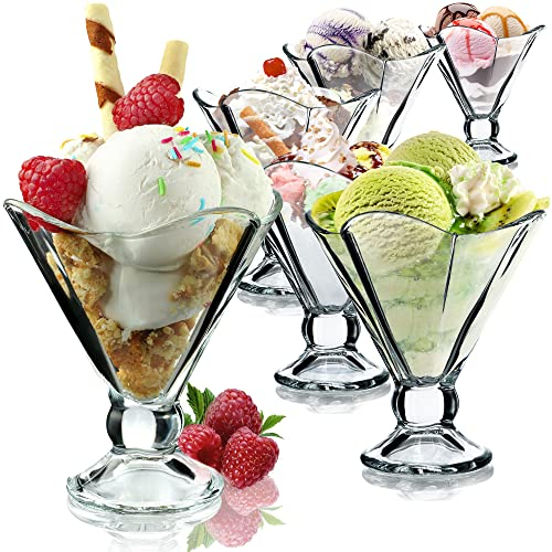 KADAX Copas de Cristal para Helado y Postre, Cuencos para Coctel de Marisco y Gambas, Juego de Vasos de Vidrio para Postres y Helados (6, 200 ml)