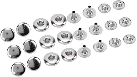GLOGLOW 200 Set Leder-Druckknöpfe, 8 mm Metall-Druckknöpfe Druckknöpfe Exquisite glänzende Messing-Druckknöpfe Metall-Druckknöpfe für Lederhandwerk Nähen Reparatur Kleidung Knopf-Set Silber