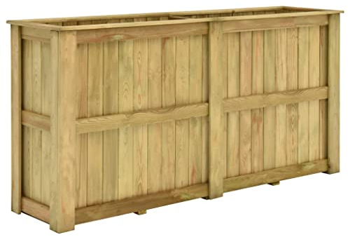 Erhöhtes Gartenbett Pflanzkasten zum Bepflanzen, Hochbeet 196 x 50 x 100 cm Kiefernholz Imprägniert Kräuterbeet für Zuhause Balkon Pflanzenkasten