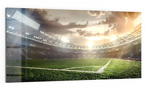 DEQORI WTD - Cuadro de cristal (100 x 50 cm), diseño de esquina de césped en el estadio, horizontal de una pieza, 1 pieza, 100 x 50 cm, decoración moderna