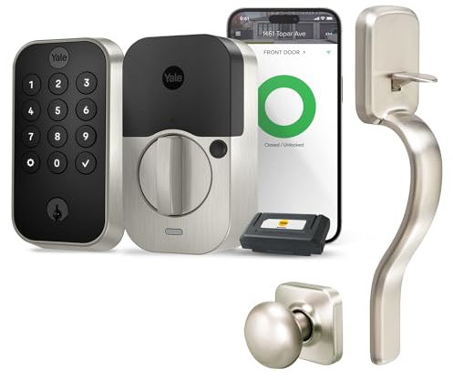 Yale Assure Lock 2 Tastatur mit WLAN und Ridgefield-Griff aus satiniertem Nickel