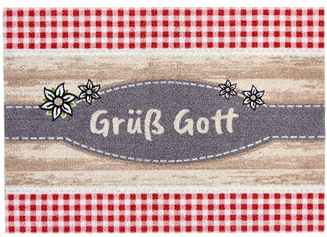 Astra rutschfeste Fußmatte innen Türvorleger - Pflegeleichte Schmutzfangmatte waschbar Fußabtreter - Homelike Sauberlaufmatte 40x60 cm Grüß Gott