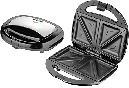 Sandwichmaker für 2 Sandwiches 750 W Sandwichtoaster Schwarz Silber Michelino