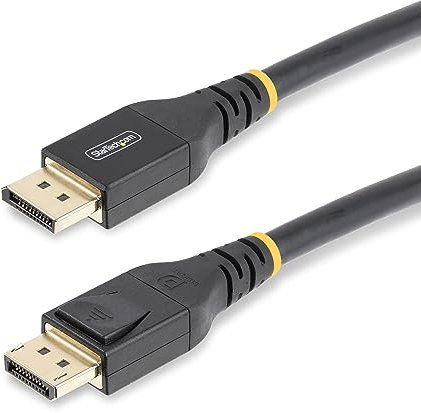 StarTech.com Câble DisplayPort 1.4 Actif de 10m Certifié VESA - Câble DisplayPort DP8K avec HBR3/HDR10/MST/DSC 1.2/HDCP 2.2/8K60Hz/4K120Hz - Câble/Cordon DP 1.4 Mâle/Mâle (M/M) (DP14A-10M-DP-CABLE)