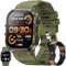 Reloj Inteligente Hombre con Llamada Bluetooth/Marcación, 1,96 Smartwatch 5ATM con 123 Modos de Deportes, Monitor de Sueño, Pulsómetro, Calorías, Actividad Inteligente para Android iOS (Verde)