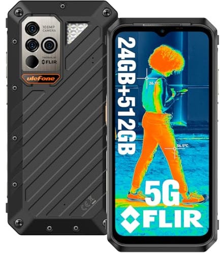 Ulefone Power Armor 18T Ultra 5G Rugged Smartphone, Thermal Imaging Camera 24GB+512GB 108MP 9600mAh 66W Dimensity 7050 Android 13 6.58 120Hz FHD+ Waterproof Phone Dual SIM WiFi 6/NFC,UK Version