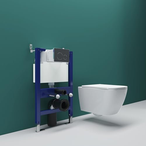 SKY Bathroom 0.82M Low Height Concealed Frame and Rimless Wall Hung Toilet Set