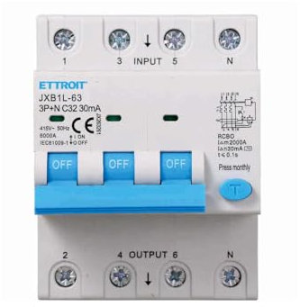 ZOREI Interruttore Magnetotermico Differenziale, 3P+N 6KA 380V, Occupa 4 Moduli DIN, 30mA o 300mA, Disponibili 10A 16A 20A 25A 32A 40A 50A 63A (30mA 32A)