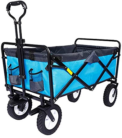 FAZENHUA Outdoor Folding Utility Wagon All-Terrain Trolley, Faltbarer Garten Utility Cart, Outdoor Camping Wagon mit Bremse, für Angelpicknick