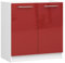 3E 3xE living.com Meuble évier de Cuisine : Deux Portes, Une étagère, Couleur : Blanc/Rouge Brillant, D : L : 80 cm, H : 82 cm, P : 46 cm.