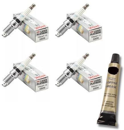 4x Zündkerzen von NGK passt für Ford Focus II 1.8 92/96kW / 2.0 93/104/107kW + Kupferfett
