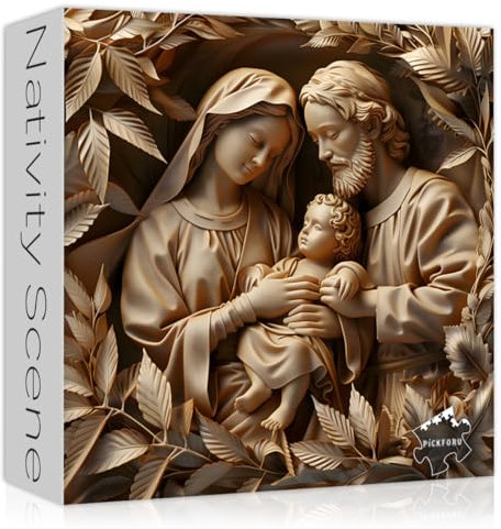 PICKFORU Nativity Scene Puzzles for Adults 1000 Pieces, Christian Jesus Puzzle Christmas Nativity, Unique Religious Jigsaw Puzzles Art,Hard Impossible Challenging Puzzles