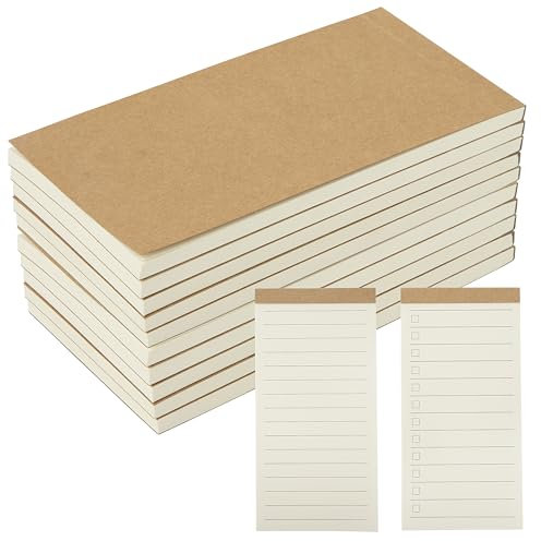 Cuaderno Kraft Pequeño, Mini Bloc de Notas, Lista De Tareas Cuadernos, 5 Lista, 5 Líneas Horizontales, para Oficina Escuela Viajes, Niños Adultos, 50 Páginas (10 Piezas)