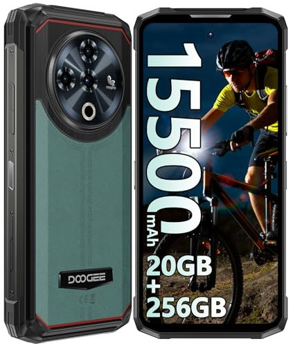 DOOGEE Fire 6 Power Outdoor Smartphone Ohne Vertrag - 15500mAh, 20GB+256GB Outdoor Handy, 6.56 50MP Baustellenhandy, 4G Triple SIM Android 14 Smartphone, IP68/69K/NFC/120LM Dual LED Taschenlampe