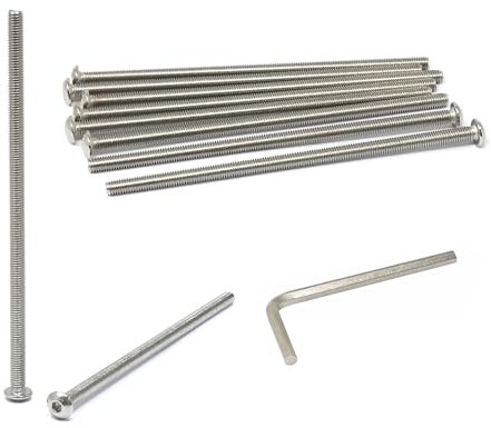 iexcell Juego de 10 tornillos M5 x 120 mm de paso de rosca de 0,8 mm, acero inoxidable 304 hexagonal, cabeza de botón