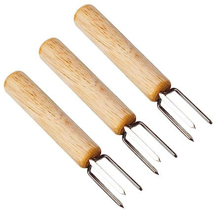VINTORKY 3stücke Maisgabel Aus Rostfreiem Edelstahl Mit Ergonomischem Holzgriff Scharfe BBQ-spieße Für Sichere Handhabung Als Grillzubehör Für Outdoor-Barbecue Und Heimküche