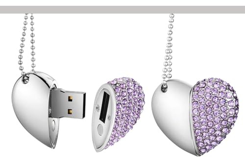 Yaxiny Clé USB 16 Go - Étanche - Haute vitesse - En forme de cœur - Haute vitesse - USB 2.0 - Violet
