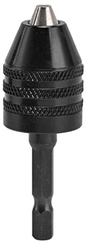 Xolsurg Keyless Drill Chuck Impact Driver Bit Adapter Converter 3 Jaws 1/4in Hex Shank 0.6‑8mm Black Portable Keyless Drill for Electric Grinder Chuck