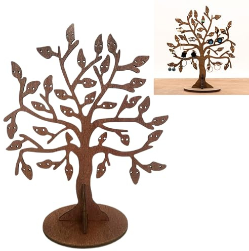 Smaoqingji Espositori Legno Gioielli Porta Collane - 1 Pezzo, Marrone, Albero Portaer Orecchini Appendere, Adatto per Riporre Orecchini, Collane, Anelli, Orologi e Altri Gioielli