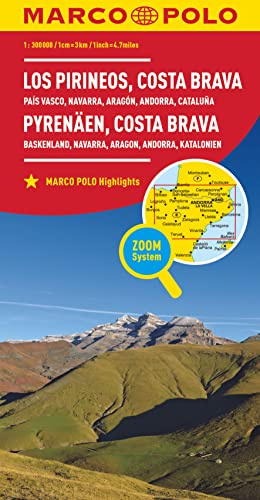 MARCO POLO Regionalkarte Pyrenäen, Costa Brava 1:300.000: Baskenland, Navarra, Aragon, Andorra, Katalonien