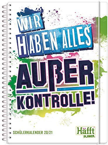 Häfft PLANER Premium A5 2020/2021 [Alles außer Kontrolle] stabil & flexibel - Schülerkalender, Hausaufgabenheft, Schülerplaner mit spannendem Wissen, Stickern und lustigen Sprüchen