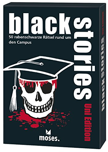 moses. black stories - Uni Edition | 50 rabenschwarze Rätsel | Das Krimi Kartenspiel