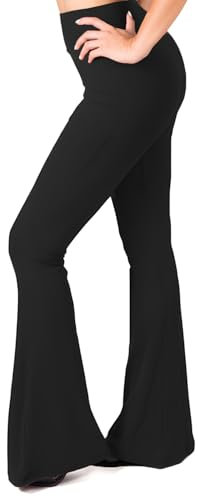 SATINA Flared Womens Leggings - Buttery Soft High Waisted Flare Leggings Women - Palazzo Pants for Women Black