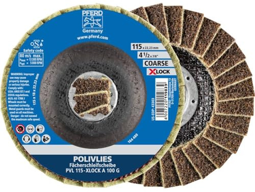 PFERD POLIVLIVLIES 44694201 Fan Disc, Pack of 5, 115 mm, A100, Coarse, X-Lock (22.23 mm), for Quick and Comfortable Tool Change