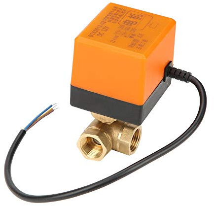 Yanmis Motorisiertes Kugelventil, DC 12V Messingkugelventil 3-Wege 3-Draht Elektrisches Kugelventil G1 / 2 DN15 Gewindeanschluss Durchflusskontrollschalter