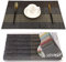 OUME Tischsets Abwischbar 6er Set Platzset Abwaschbar PVC rutschfest Abgrifffeste Hitzebeständig Platzdeckchen für Zuhause Restaurant, 30 x 45cm (Schwarzes Gold)