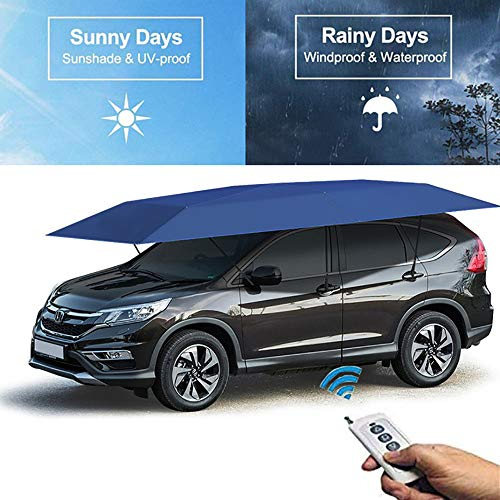 Car Tent Automatischer Regenschirmschutz Automatische,Autoabdeckung Tragbare, SonnengeschüTzte UnterstäNde Automatic Vollautomatisch,Autozelt Mit Fernbedienung Sommer Wasserdicht Auto(420X220Cm),Blue