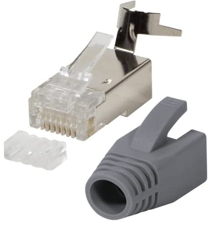 Faconet® Pack of 20 RJ45 Network Connectors CAT 7A CAT 6A CAT7 to 10 Gigabit Crimp Plug Kink Protection Case Installation Cable Network LAN Patch Cable Cat7 Cat8.1 AWG23 Insertion Aid
