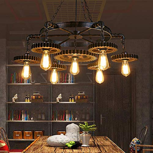 COCOL Retro Pendelleuchte,Industrial Gear Hängelampe,E27 * 7,Vintage Bar Beleuchtung Hängeleuchte Restaurant Kronleuchter Beleuchtungssystem Dekorative Leuchte