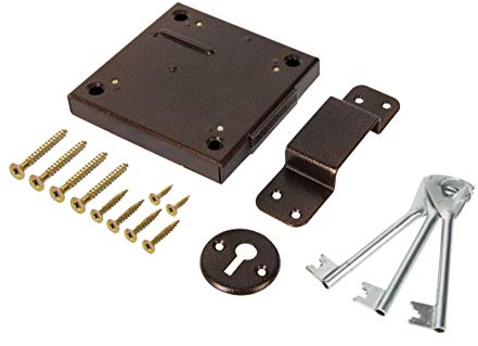 ADGO Top Lock, Oberfläche, Riegel, Türöffner, 125 mm, Oberes Schloss, Schraube, Türverriegelung, 125 mm, Ohne Schlüsselkopf, Türschloss, Schlupftor, Braun, 1 Stück