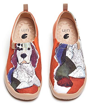 UIN Labrador Damen Wanderschuhe Bemalte Slip On Schuhe Gemütlich Reise Schuhe Leicht Loafer Canvas (41)