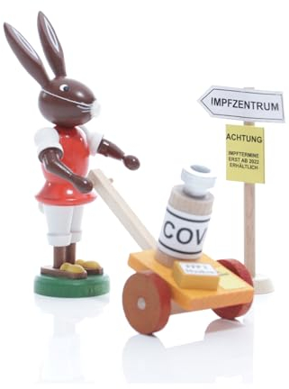 Rudolphs Schatzkiste Osterdekoration Osterhase Impfhelfer Höhe 9cm NEU Osterdeko Osterhasenfigur Ostern Korb Osterei Frühling Erzgebirge Seiffen Hase Blumen