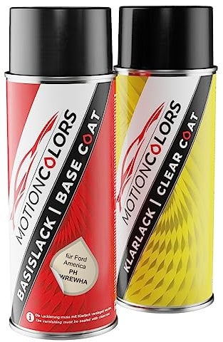 MOTIONCOLORS Creme Brulee PH / 7WREWHA für Ford America Autolack Sprühdosen Set Basislack Klarlack Spraydose 400ml