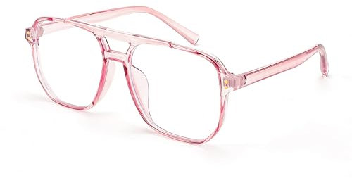 FEISEDY Blaulicht-blockierende Brille, durchsichtig, quadratisch, Computer, leicht, Brillenrahmen, für Damen und Herren, übergroß B2866, Transparenter rosa Rahmen