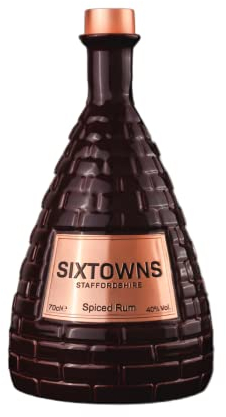 SIXTOWNS Staffordshire Dark Spiced Light Rum, 70cl Bottle - British Porcelain Kiln Shaped Bottle - 40% ABV